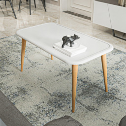 Decorotika Bohemia White Coffee Table with Solid Wood Legs - Size: 48.5 x 89.5 x 46.5cm - Wilko - thumbnail 7