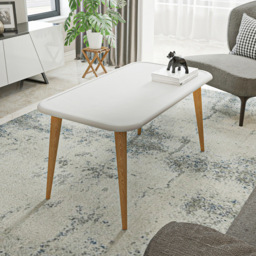 Decorotika Bohemia White Coffee Table with Solid Wood Legs - Size: 48.5 x 89.5 x 46.5cm - Wilko - thumbnail 6