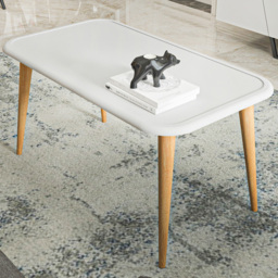 Decorotika Bohemia White Coffee Table with Solid Wood Legs - Size: 48.5 x 89.5 x 46.5cm - Wilko