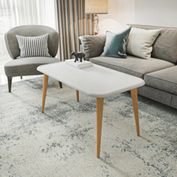 Decorotika Bohemia White Coffee Table with Solid Wood Legs - Size: 48.5 x 89.5 x 46.5cm - Wilko - thumbnail 5