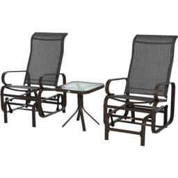 Outsunny Set of 2 Outdoor Rocking Swing Chair with Tea Table - Size: 74 x 36 x 56.5cm - Brown - Wilko - thumbnail 3