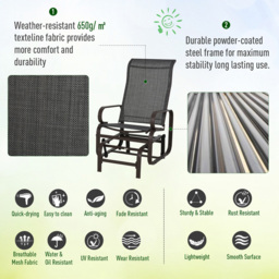 Outsunny Set of 2 Outdoor Rocking Swing Chair with Tea Table - Size: 74 x 36 x 56.5cm - Brown - Wilko - thumbnail 5
