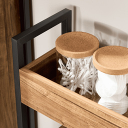 Home Source Locastra 3 Shelf Oak and Black Bathroom Storage Unit - Size: 78 x 40 x 16cm - Brown - Wilko - thumbnail 5