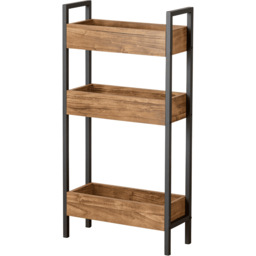 Home Source Locastra 3 Shelf Oak and Black Bathroom Storage Unit - Size: 78 x 40 x 16cm - Brown - Wilko - thumbnail 3