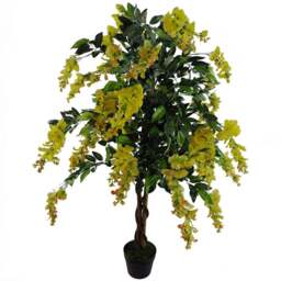 Leaf Yellow Wisteria Artificial Tree in Pot 120cm - Size: 120 x 70 x 70cm - Wilko