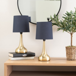 ValueLights Teardrop Navy Shade Gold Touch Table Lamp with Bulb 2 Pack - Wilko - thumbnail 4