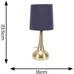 ValueLights Teardrop Navy Shade Gold Touch Table Lamp with Bulb 2 Pack - Wilko - thumbnail 5
