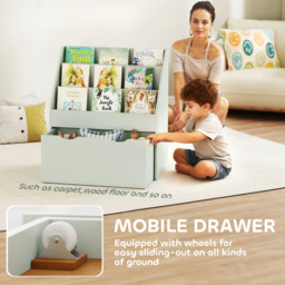 AIYAPLAY 3 Shelf Single Drawer Green Kids Bookcase - Wilko - thumbnail 7