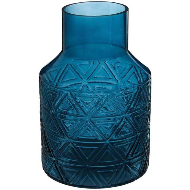 Premier Housewares Blue Complements Dakota Glass Vase - Size: 11 x 11 x 17cm - Wilko - image 1