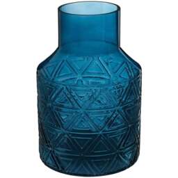 Premier Housewares Blue Complements Dakota Glass Vase - Size: 11 x 11 x 17cm - Wilko