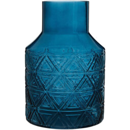 Premier Housewares Blue Complements Dakota Glass Vase - Size: 11 x 11 x 17cm - Wilko - thumbnail 3