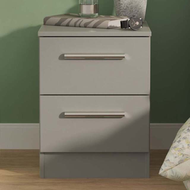 Crowndale Contrast 2 Drawer Dusk Grey Compact Bedside Cabinet Ready Assembled - Wilko - image 1