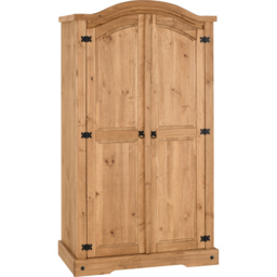 Seconique Corona 2 Door Distressed Waxed Pine Wardrobe - Brown - Wilko - thumbnail 3