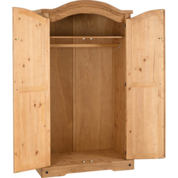 Seconique Corona 2 Door Distressed Waxed Pine Wardrobe - Brown - Wilko - thumbnail 5
