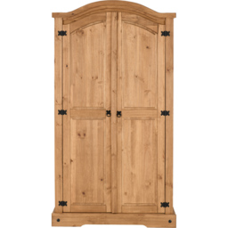 Seconique Corona 2 Door Distressed Waxed Pine Wardrobe - Brown - Wilko - thumbnail 4