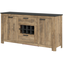 Florence 2 Door 2 Drawer Chestnut and Matera Grey Sideboard with Wine Rack - Size: 46 x 176.2 x 89.7cm - Brown - Furniture to Go - Wilko - thumbnail 4