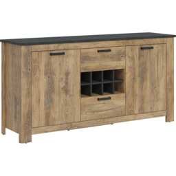 Florence 2 Door 2 Drawer Chestnut and Matera Grey Sideboard with Wine Rack - Size: 46 x 176.2 x 89.7cm - Brown - Furniture to Go - Wilko - thumbnail 3