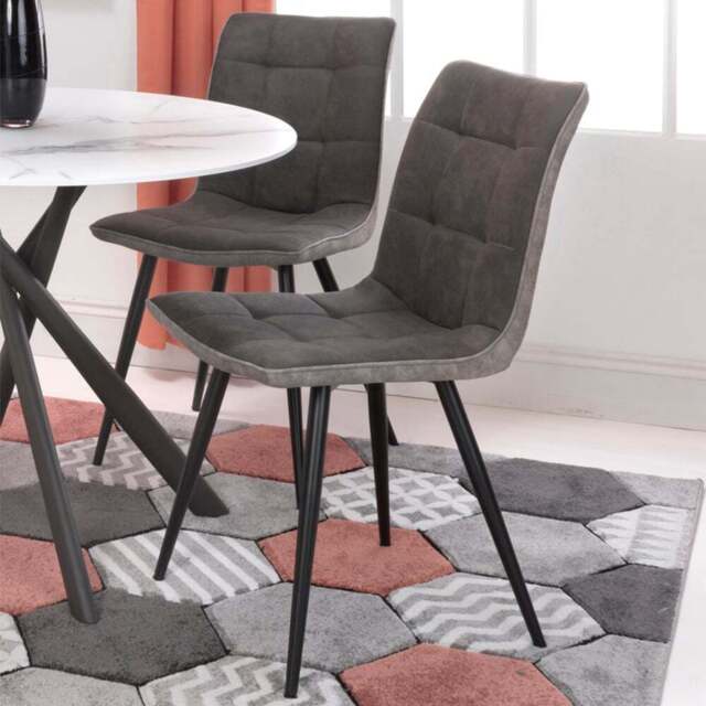 Rodeo Set of 2 Dark Grey Suede Effect Dining Chair - Wilko - image 1