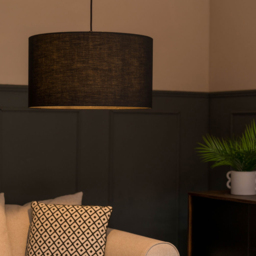 ValueLights Reni Black Fabric Large Drum Shade - Size: 45 x 25 x 45cm - Wilko - thumbnail 3