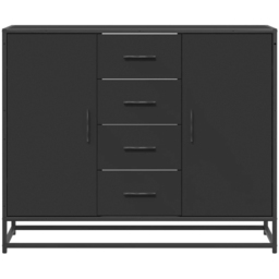 vidaXL 2 Door 4 Drawer Black Metal Frame Wooden Sideboard - Size: 76 x 35 x 92cm - Wilko - thumbnail 5