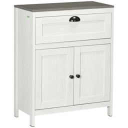 Kleankin 2 Door Single Drawer White Floor Cabinet - Size: 60 x 30 x 76cm - Wilko - thumbnail 3