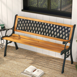 Costway 3 Seater Patio Garden Bench with Curved Armrests - Multi - Wilko