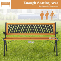 Costway 3 Seater Patio Garden Bench with Curved Armrests - Multi - Wilko - thumbnail 6