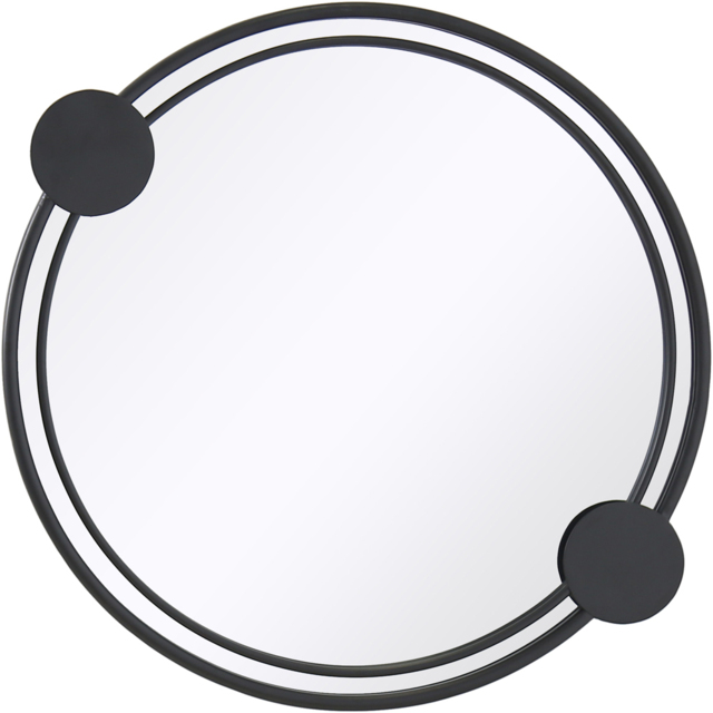Charles Bentley Warsaw Black Dotted Round Wall Mirror - Size: 2.5 x 65 x 58cm - Wilko - image 1