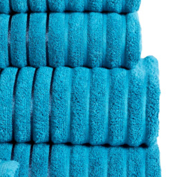 Rapport Home Teal Ribbed Cotton Towel Bundle Set of 6 - Size: 16 x 90 x 140cm - Blue - Wilko - thumbnail 4