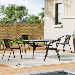 Living and Home PE Rattan 4 Seater Black Tempered Glass Dining Set - Wilko - thumbnail 6