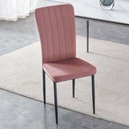 Elle Set of 2 Pink Velvet Effect Plush Padded Upholstered Dining Chair - MCC - Wilko