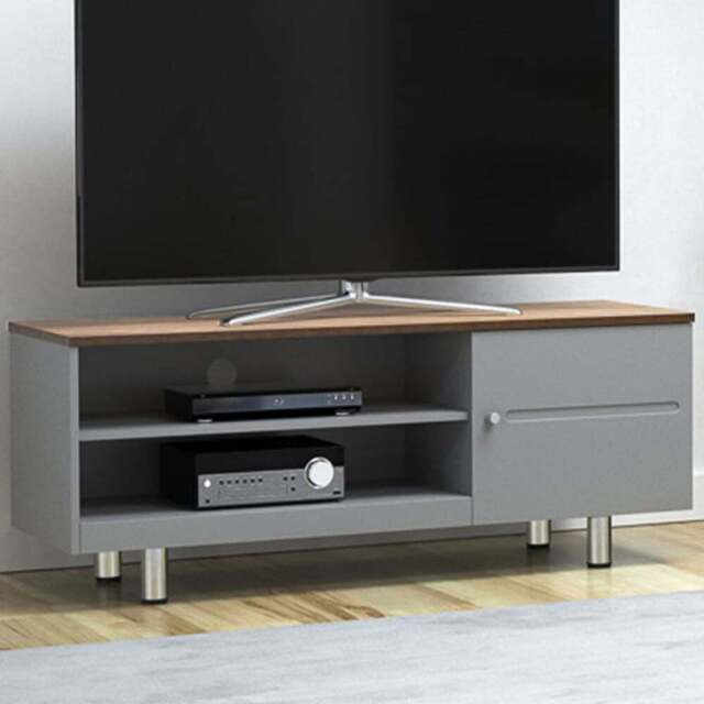 AVF Whitesands Single Door 2 Shelf Satin Grey TV Unit - Size: 39.6 x 120 x 50cm - Multi - Wilko - image 1