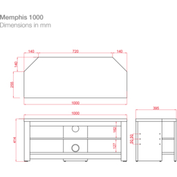 TTAP Memphis 2 Shelf Black TV Stand - Size: 14.4 x 100 x 39.5cm - Wilko - thumbnail 7