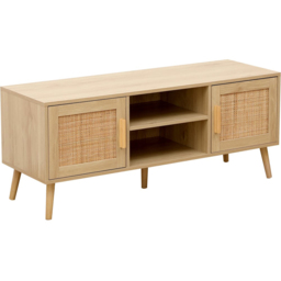 FurnitureHMD 2 Door 2 Shelf Rattan Weaving TV Unit - Size: 50 x 120 x 40cm - Natural - Wilko - thumbnail 3