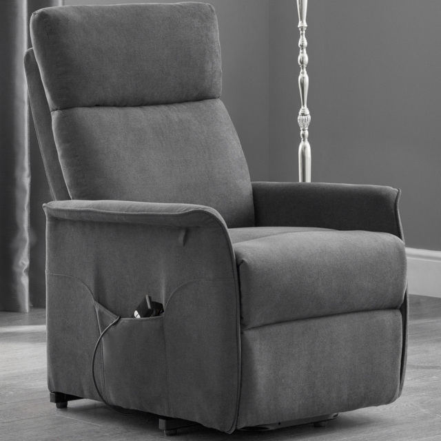 Julian Bowen Helena Charcoal Fabric Riser Recliner Chair - Size: Single - Grey - Wilko - image 1