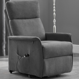 Julian Bowen Helena Charcoal Fabric Riser Recliner Chair - Size: Single - Grey - Wilko