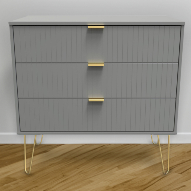 Crowndale 3 Drawer Dusk Grey Wide Chest of Drawers Ready Assembled - Wilko - image 1