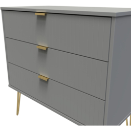 Crowndale 3 Drawer Dusk Grey Wide Chest of Drawers Ready Assembled - Wilko - thumbnail 6