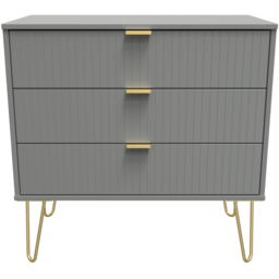 Crowndale 3 Drawer Dusk Grey Wide Chest of Drawers Ready Assembled - Wilko - thumbnail 4