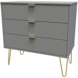 Crowndale 3 Drawer Dusk Grey Wide Chest of Drawers Ready Assembled - Wilko - thumbnail 3