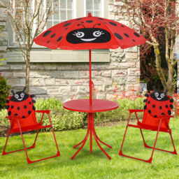 Outsunny Kids Ladybug Foldable Picnic Dining Set with Parasol - Size: 2 Seater - Multi - Wilko - thumbnail 1