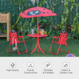 Outsunny Kids Ladybug Foldable Picnic Dining Set with Parasol - Size: 2 Seater - Multi - Wilko - thumbnail 6