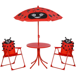 Outsunny Kids Ladybug Foldable Picnic Dining Set with Parasol - Size: 2 Seater - Multi - Wilko - thumbnail 3