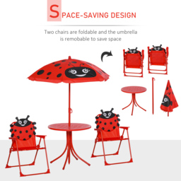 Outsunny Kids Ladybug Foldable Picnic Dining Set with Parasol - Size: 2 Seater - Multi - Wilko - thumbnail 7