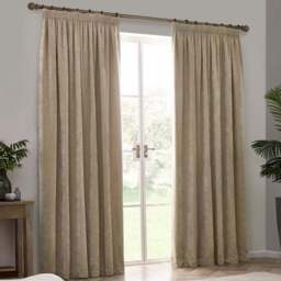 Yard Heavy Natural Chenille Velvet Pencil Pleat Curtains 229 x 137cm - Size: W 229 x D 137cm - Brown - Wilko