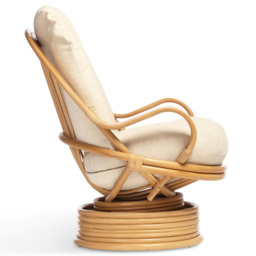 Desser Furniture Vale Light Oak Natural Rattan Laminated Swivel Rocking Chair - Size: Single - Brown - Wilko - thumbnail 5