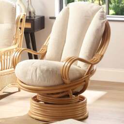 Desser Furniture Vale Light Oak Natural Rattan Laminated Swivel Rocking Chair - Size: Single - Brown - Wilko