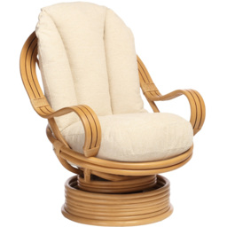 Desser Furniture Vale Light Oak Natural Rattan Laminated Swivel Rocking Chair - Size: Single - Brown - Wilko - thumbnail 3