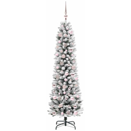 vidaXL Pre-Lit Warm White LED and Pink Baubles White Artificial Christmas Tree with Stand 5.9ft - Wilko - thumbnail 5