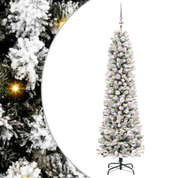 vidaXL Pre-Lit Warm White LED and Pink Baubles White Artificial Christmas Tree with Stand 5.9ft - Wilko - thumbnail 3